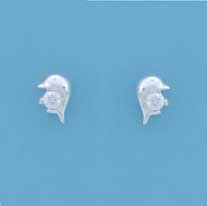 SPC 3mm CZ SET JUMPING DOLPHIN STUDS   =