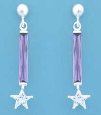 SPC BAGETTE PURPLE STONE/CZ STAR DROPS =