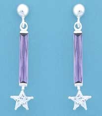 SPC BAGETTE PURPLE STONE/CZ STAR DROPS =