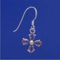 SPC TEARDROP PURPLE STONE CROSS DROPS