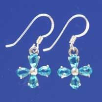 SPC TEARDROP BLUE CZ SET CROSS DROPS