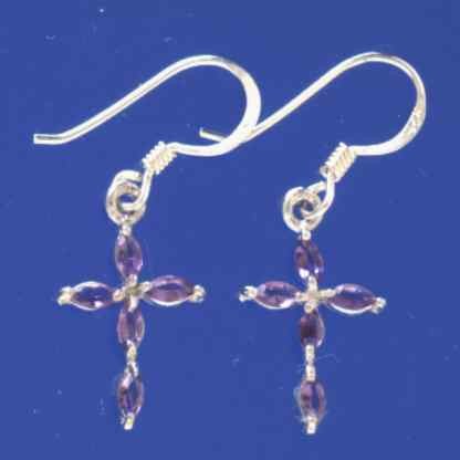 SPC MARQUIS AMETHYST STONE CROSS DROPS