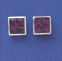 SPC SQ. 8MM AMETHYST STUDS