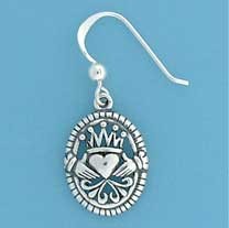 SPC FANCY OVAL CLADDAGH DROP EARRINGS  =