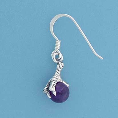 SPC AMETHYST BALL/CLAW DROP EARRINGS