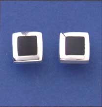 SPC 7mm SQ ONYX STUDS WITH PLAIN RIM   =