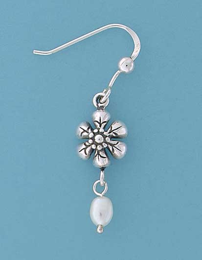 SPC SYN.PEARL/FLOWER DROP EARRINGS     =