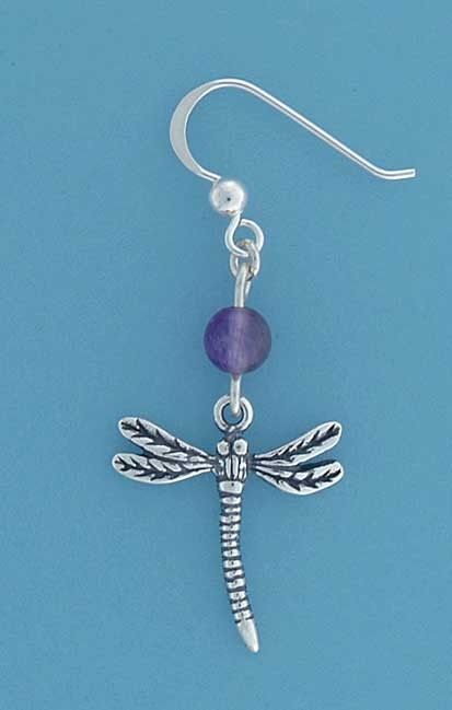 SPC AME.BEAD DRAGONFLY DROP EARRIN