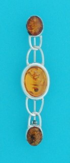SPC 3 STONE AMBER BAR BROOCH           -