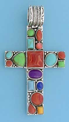 SPC MULTI STONE CROSS PENDANT          =