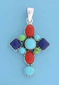 SPC MULTI STONE CROSS PENDANT          =