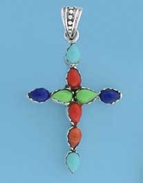 SPC MULTI STONE CROSS PENDANT