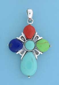 SPC MULTI STONE CROSS PENDANT