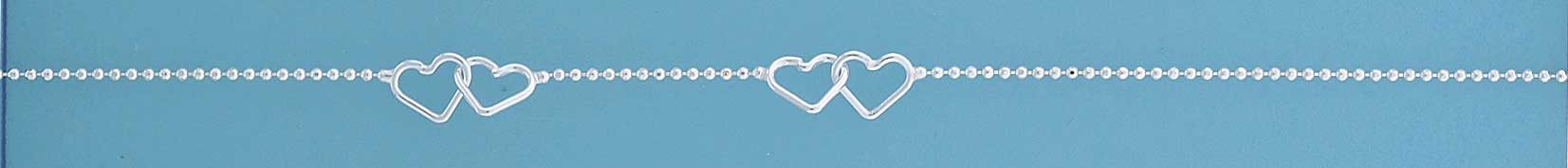 SPC  2 LINKED HEARTS BEAD CHAIN ANKLET
