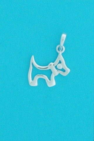 SPC CUTOUT SCOTTY DOG WITH CZ PENDANT X2