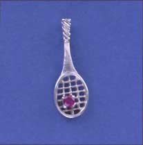 SPC STONE SET TENNIS RACQUET CHARM     =