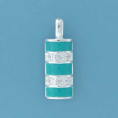 SPC GREEN ENAMEL/CZ PENDANT