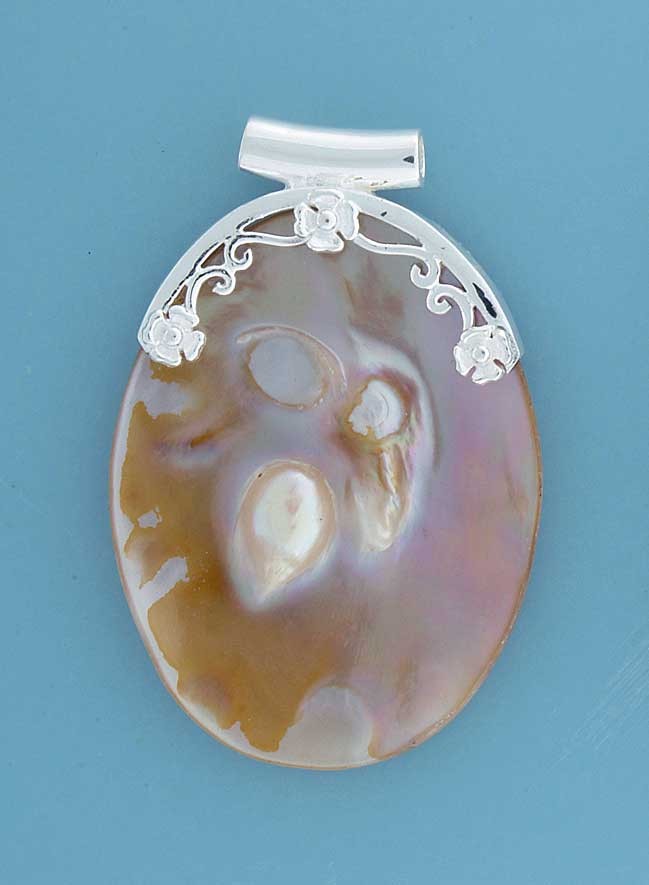 SPC 46x34mm OVAL BLISTERED SHELL PENDANT