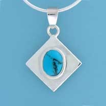 SPC OVAL TURQUOISE DIA.SHAPED PENDANT  =