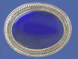 SPC 30X22mm OVAL BLUE AGATE BROOCH     -