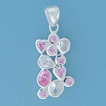 SPC PINK/WHITE CZ  PENDANT