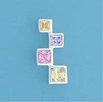 SPC MULTI-COL.SQUARE FANCY STONE PENDANT