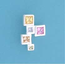 SPC MULTI-COL.SQUARE FANCY STONE PENDANT