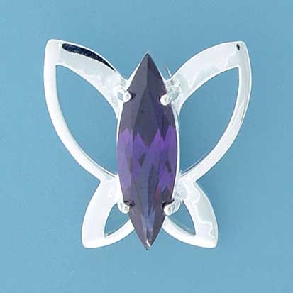 SPC 10mm PURPLE CZ BUTTERFLY PENDANT