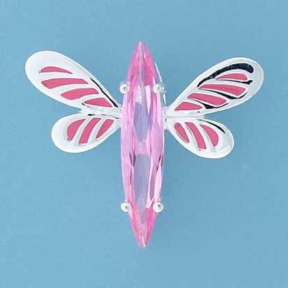 SPC PINK CZ/ENAMEL BUTTERFLY PENDANT