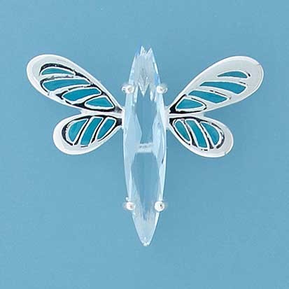 SPC BLUE CZ/ENAMEL BUTTERFLY PENDANT