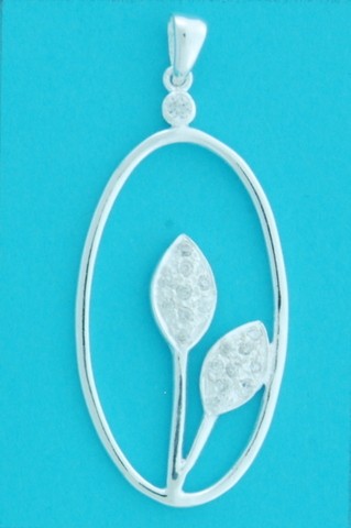 SPC TWO CZ BUDS IN OVAL CUT OUT PENDANT