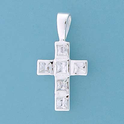 SPC 20x14mm 6 SQ CZ RUBSET CROSS       =