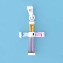 SPC 20x15mm MULTI STONE BAGETTE CROSS  =