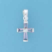 SPC 15x12mm PURPLE STONE BAGETTE CROSS =