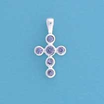 SPC 15x11mm PURPLE STONE CROSS         =