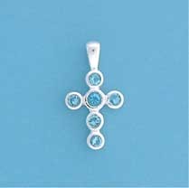 SPC 15x11mm  BLUE STONE CROSS          =