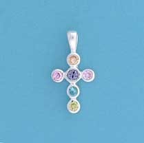 SPC 15x11mm MULTI-STONE CROSS          =