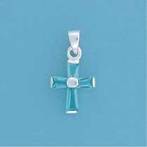 SPC 15x12mm BLUE STONE BAGETTE CROSS   =