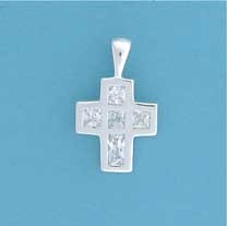 SPC 14x11 SQ CZ SET CROSS PENDANT      =