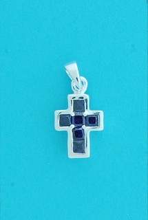 SPC 14x11 SQ. PURPLE STONE SET CROSS   =