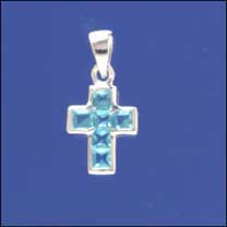 SPC 14x11 SQ.BLUE STONE SET CROSS PEND.=