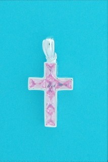 SPC 20x14mm PINK CZ CROSS              =