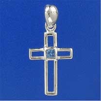 SPC SQ BLUE STONE 22x15mm CUTOUT CROSS