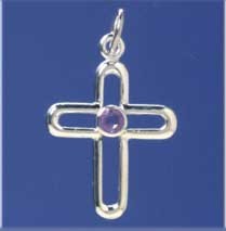 SPC AMETHYST SET ROUNDED CUTOUT CROSS