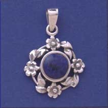 SPC ROUND FLOWER ASST STONE PENDANTS