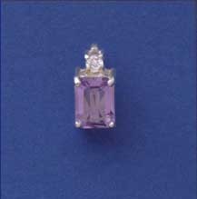 SPC RECTANGLE AMETHYST/ROUND CZ PENDANT