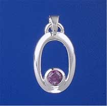 SPC OPEN OVAL PENDANT WITH PURPLE CZ   =