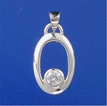 SPC OPEN OVAL PENDANT WITH WHITE CZ    =