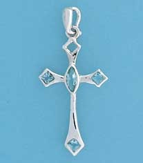SPC MARQUIS BLUE STONE SET FANCY CROSS =