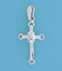 SPC RECTANGULAR CZ SET FANCY CROSS     =